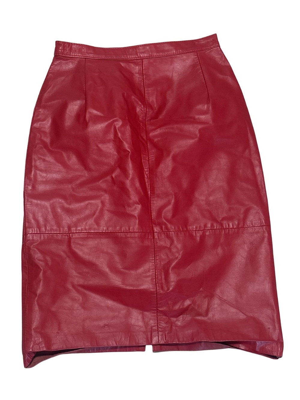 Vintage Red Leather Pencil Skirt